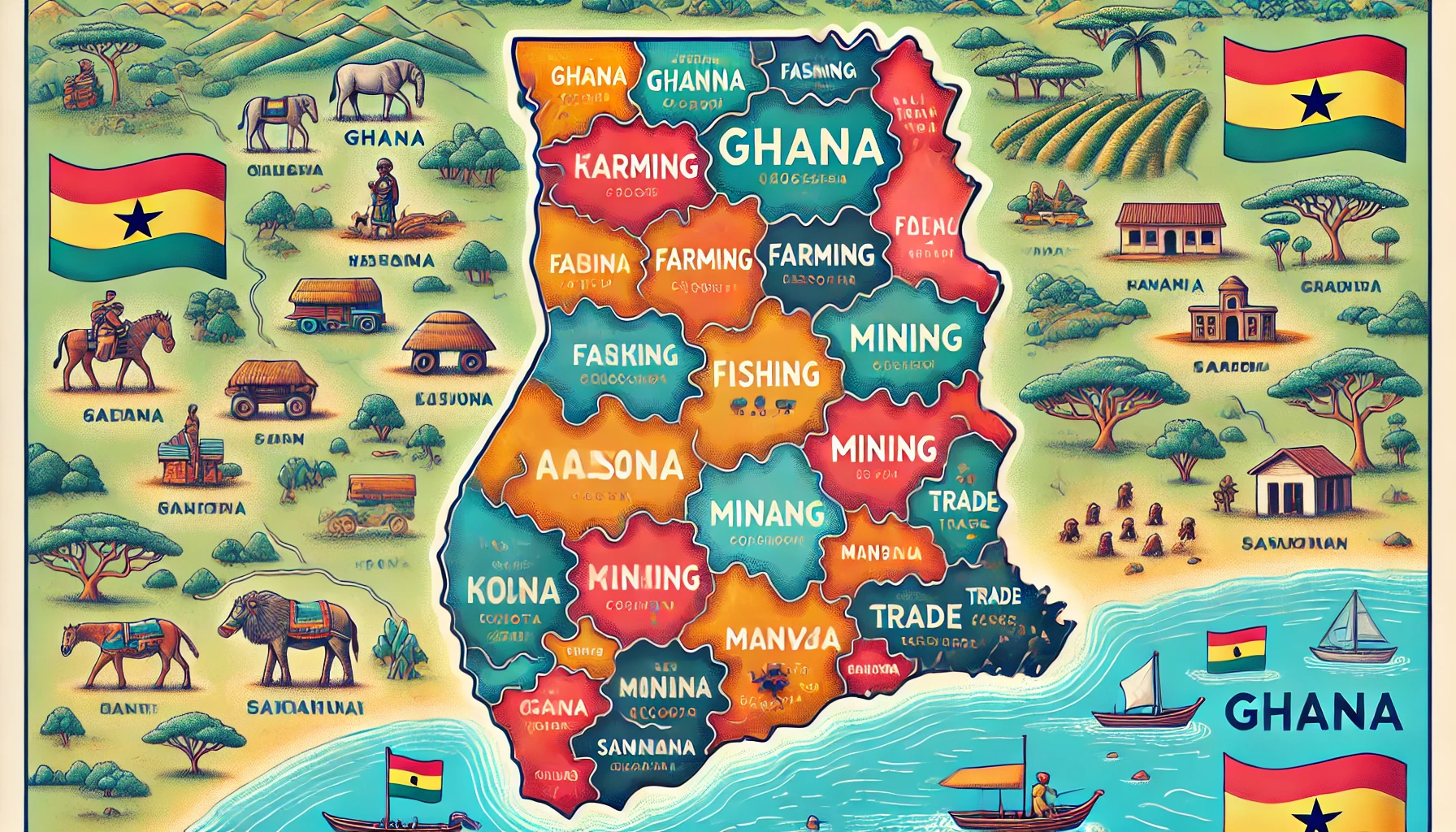 Major Occupations in Each of the 16 Regions in Ghana