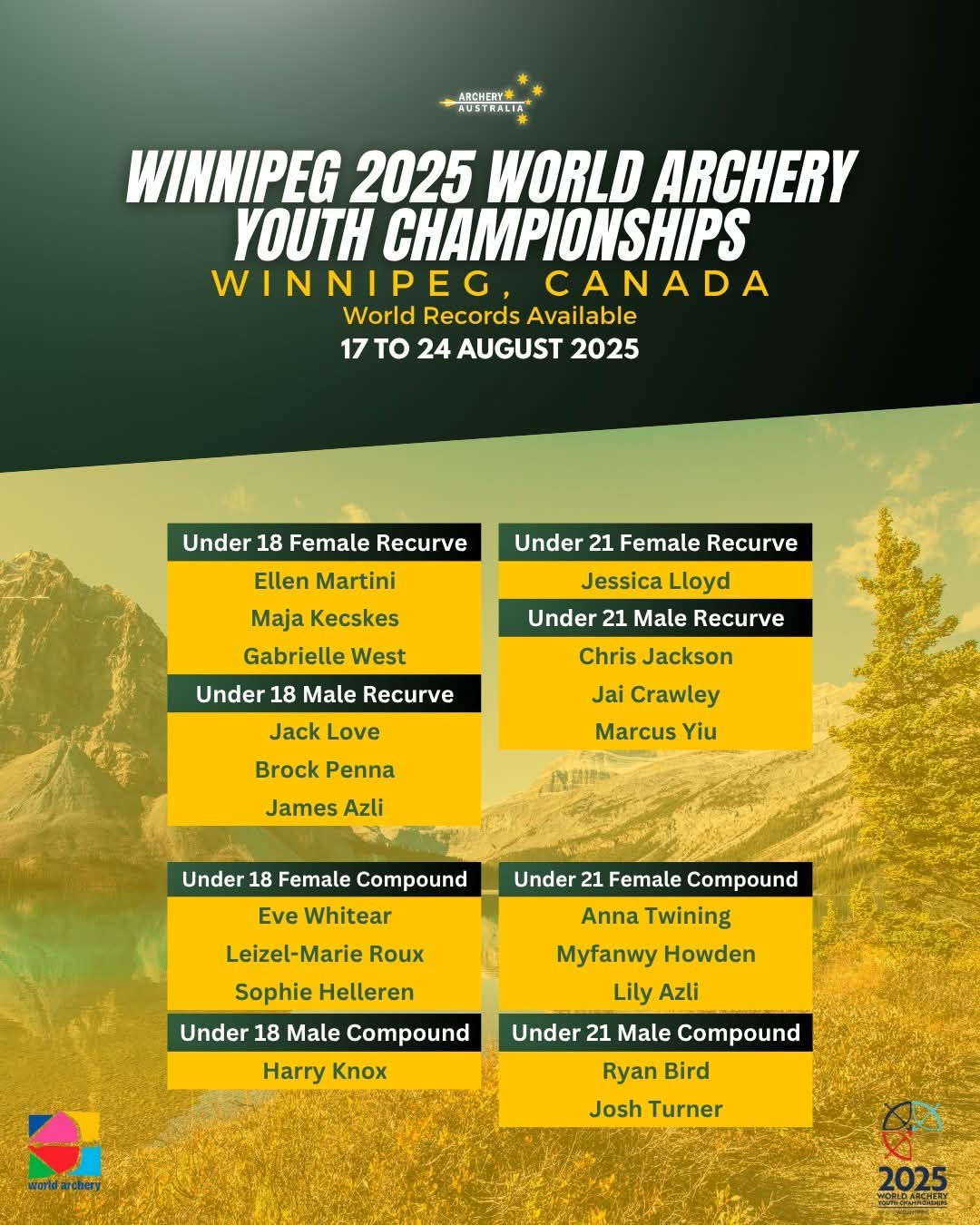 Australia Names Strong Team Ahead of World Archery Youth Championships 2025