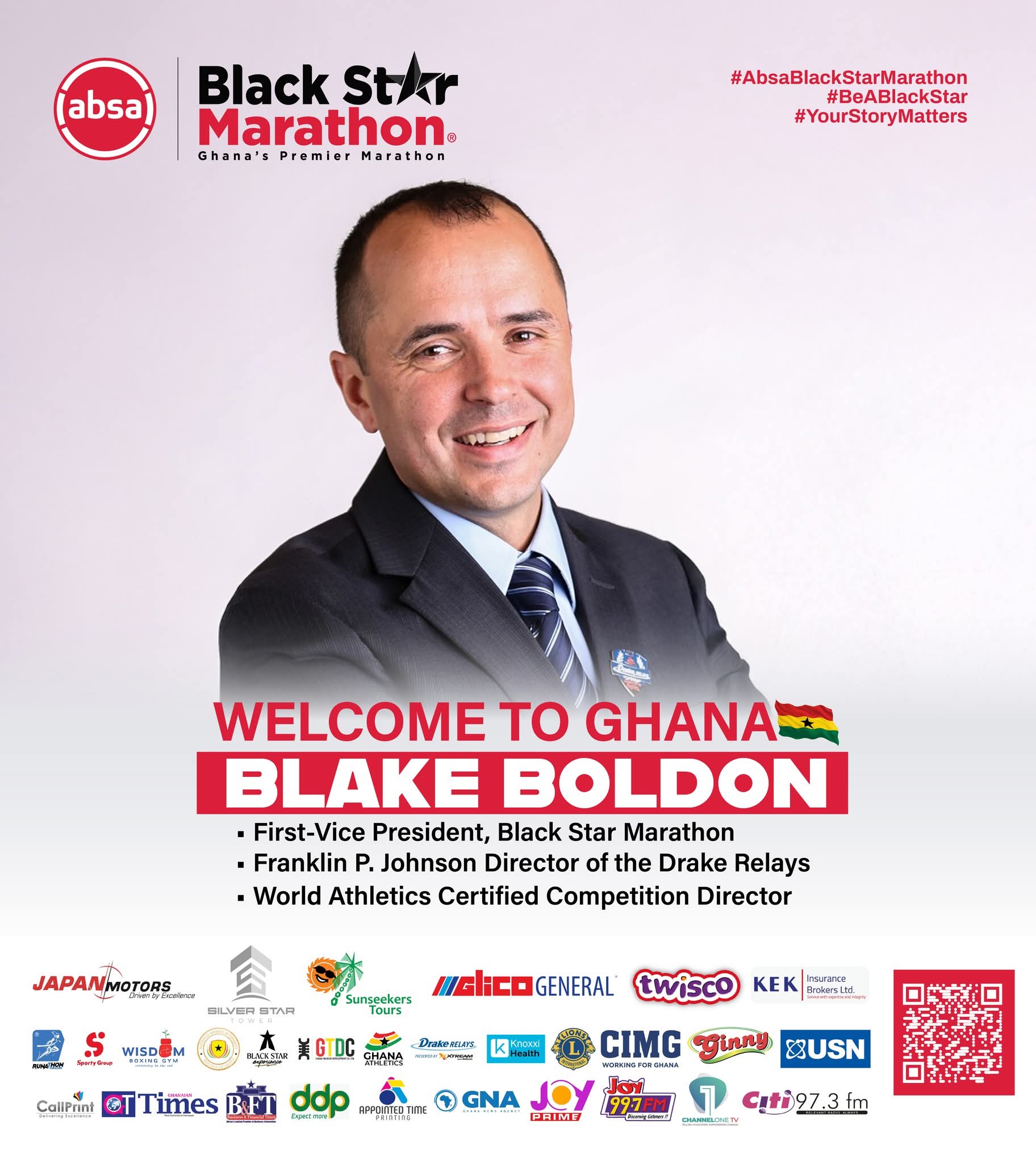 Blake Boldon Arrives in Ghana Ahead of 2025 Absa Black Star Marathon