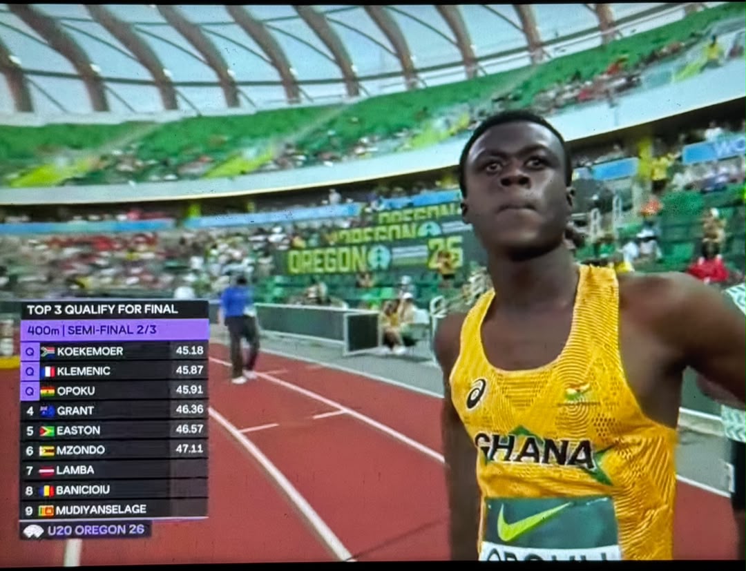 GODFRED OPOKU STORMS INTO 400M FINAL AT WORLD ATHLETICS U20 CHAMPIONSHIPS